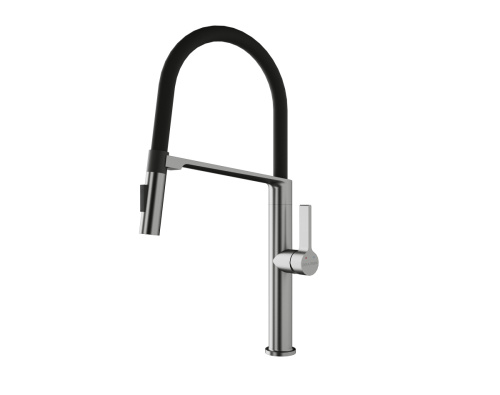 Смеситель для кухни Paulmark BARREL Ba214029-BS на мойку нержавеющая сталь